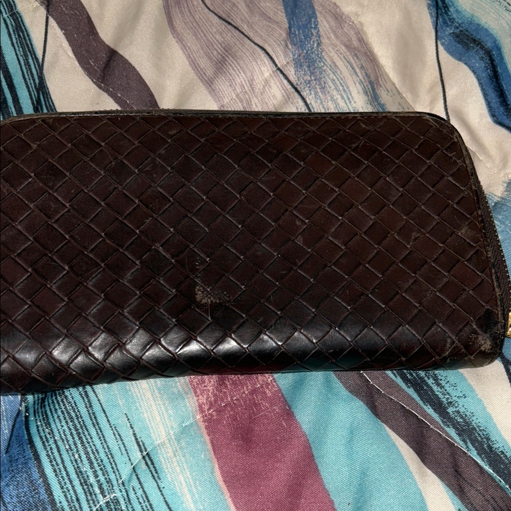 Authentic Bottega Veneta Brown Leather long wallet